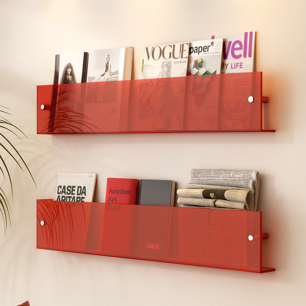Support Magasines en Acrylique Rouge