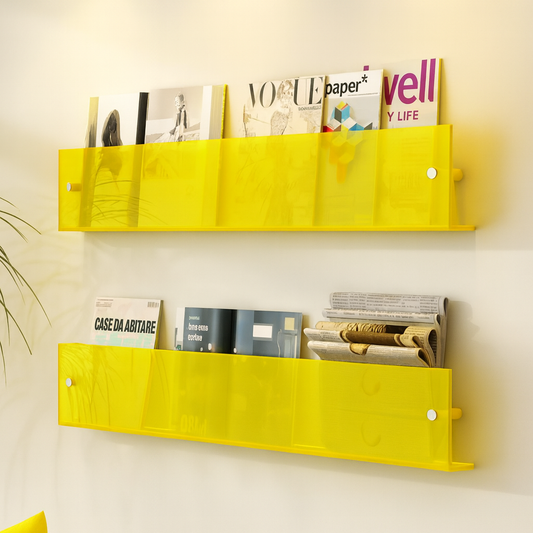 Support Magasines en Acrylique Jaune