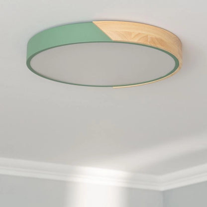 Plafonnier LED Rond Bois 24W CCT Sélectionnable Semi-Dari Ø418 mm