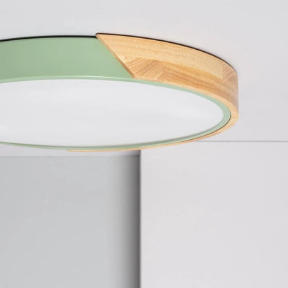 Plafonnier LED Rond Bois 24W CCT Sélectionnable Semi-Dari Ø418 mm